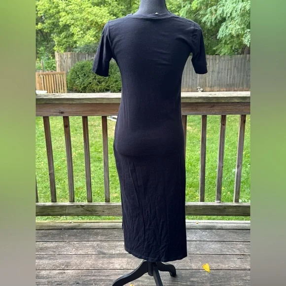 ASOS Black Dress with Colorful Floral Embroidery boho print spit side - Picture 3 of 7